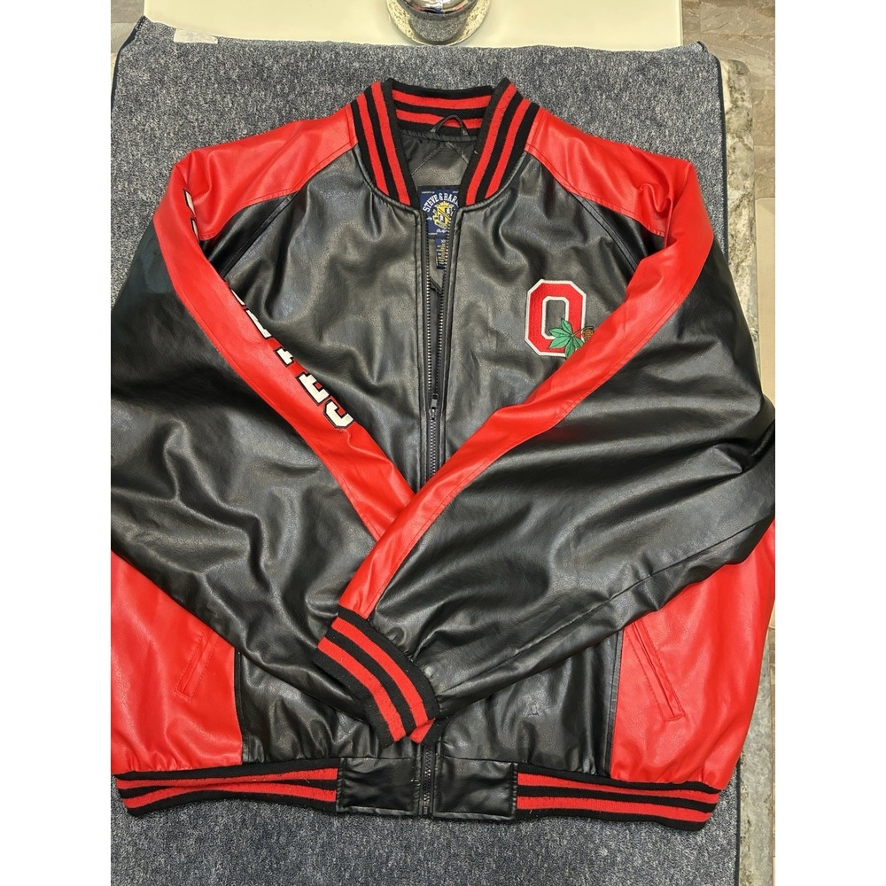 Steve & Barry's Ohio State Buckeyes Vintage Faux Leather Varsity Jacket Men 2XL